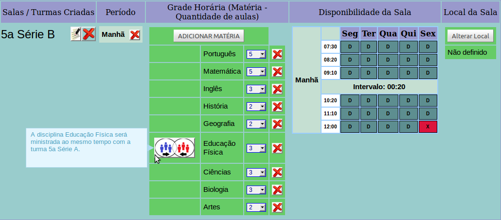 Assembling a school schedule grid - Association of lessons