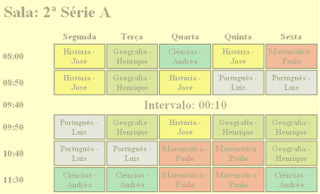 Exemplo Software Horario Escolar