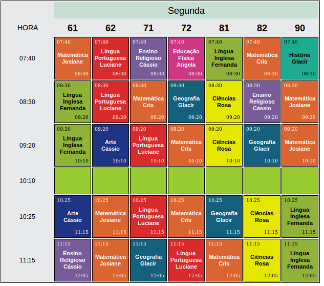 Horario Fácil Escolar - Detalle Sala